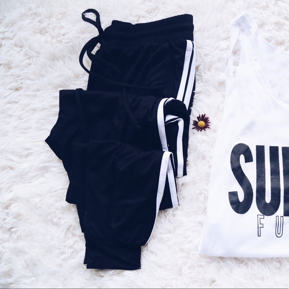 Black with white stripe joggers - Picture 2 of 2